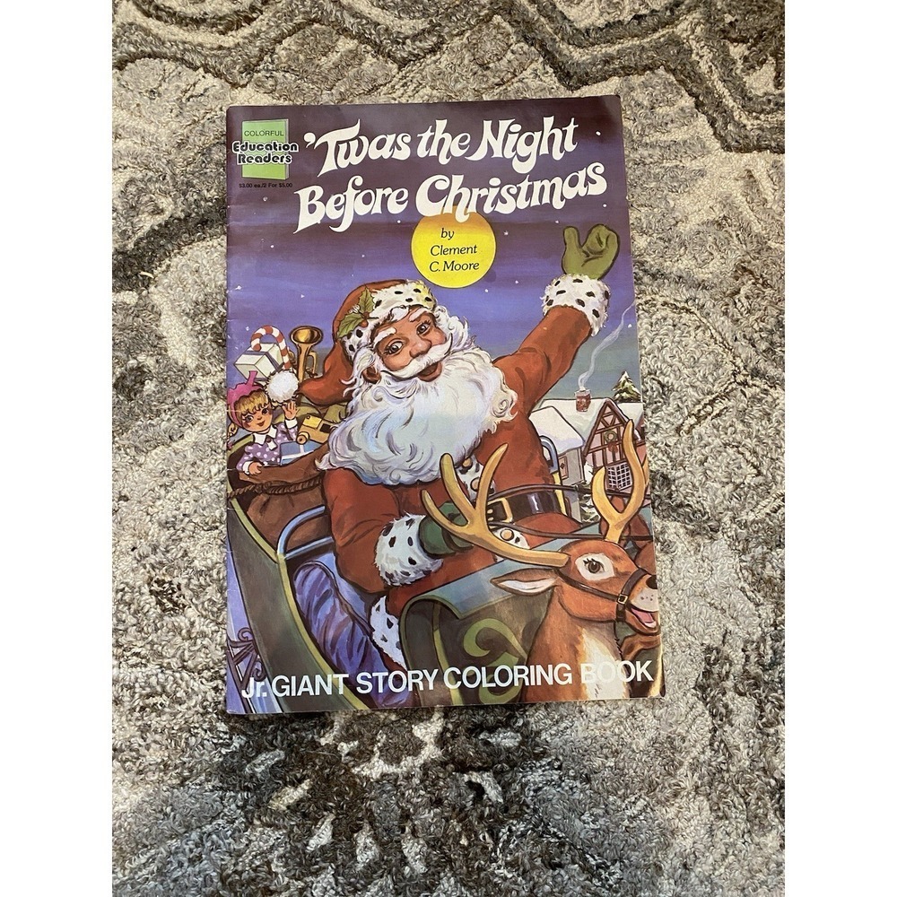 Vintage 'Twas the Night Before Christmas Giant Story Coloring Book 1989 RARE
